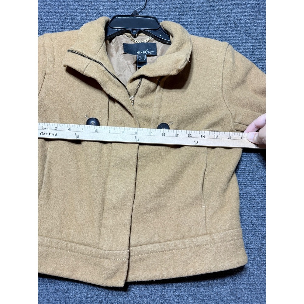 Mango Suit Jacket Women Small Tan Wool Blend Cropped Zip Up 31106778 - Picture 7 of 10